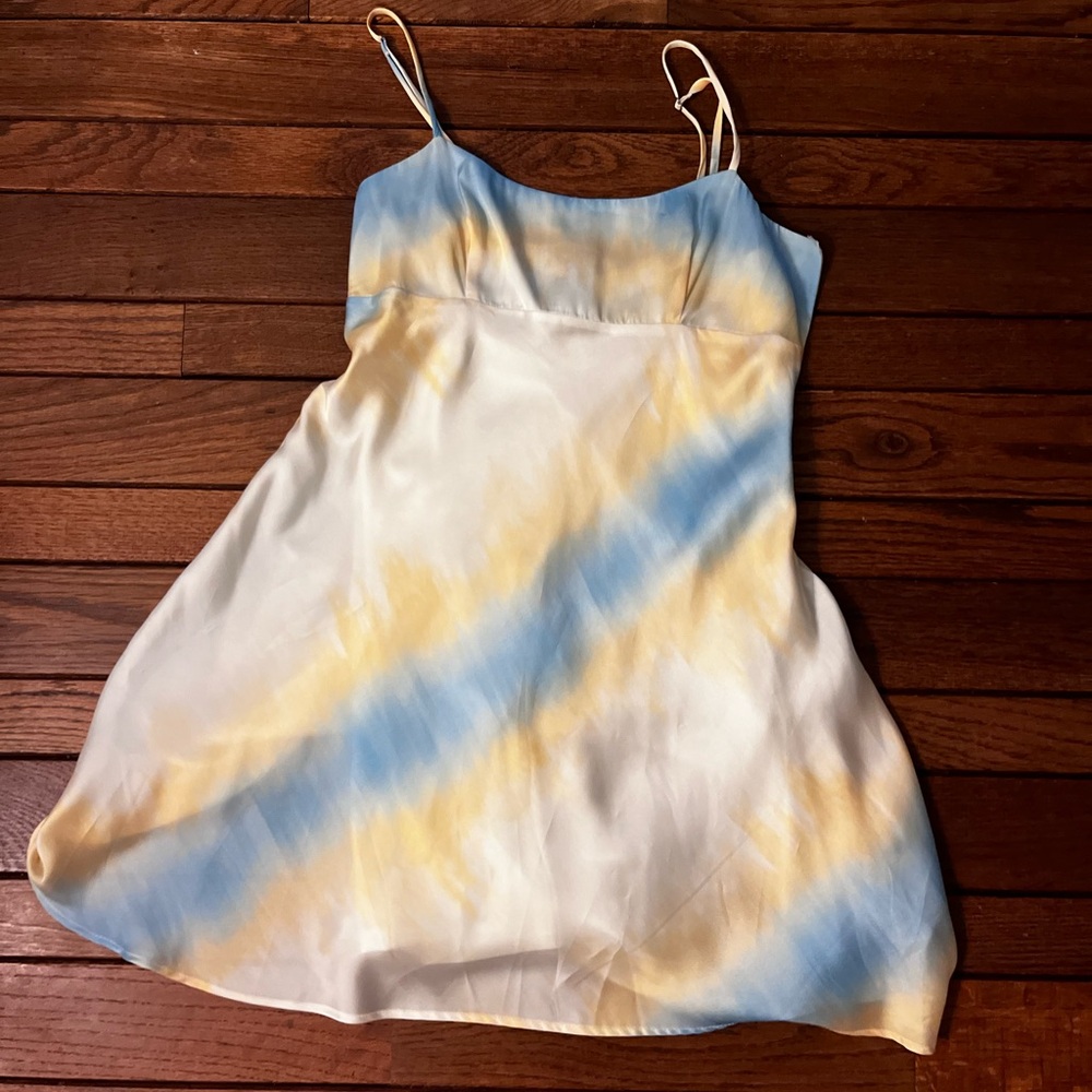 Zara Blue and Yellow Tie-Dye Mini Dress